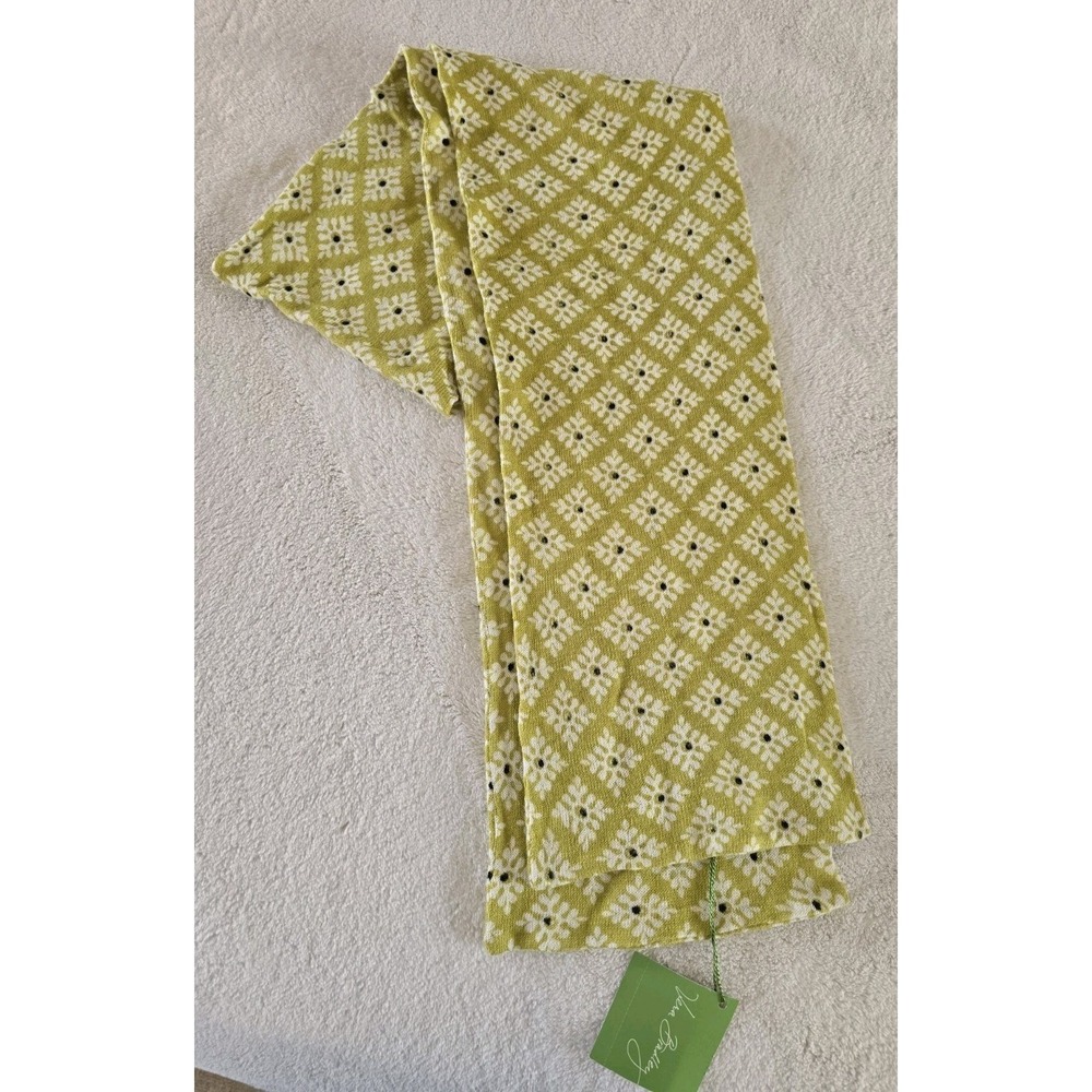 Vera Bradley Baroque Scarf Cashmere Silk Cotton Blend Neck Wrap Green Block Prin - Picture 2 of 5